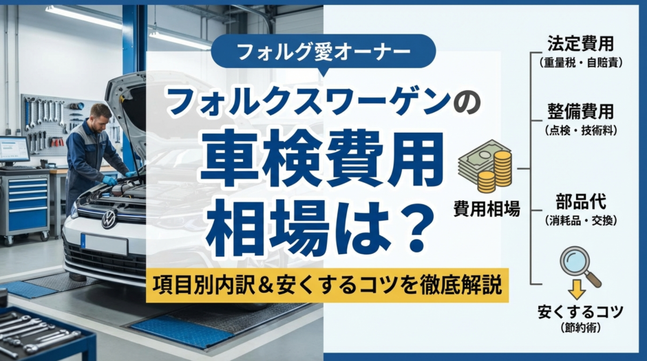 フォルクスワーゲンの車検費用の相場は？項目別の内訳や安くするコツを徹底解説